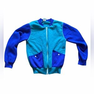 Children’s 80’s Vintage Blue and Teal Zip-Up Jacket MADE IN USA